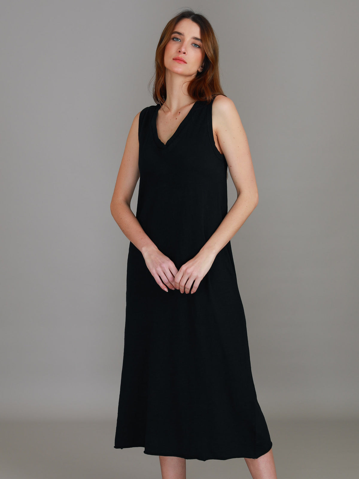 black sleeveless tank dress