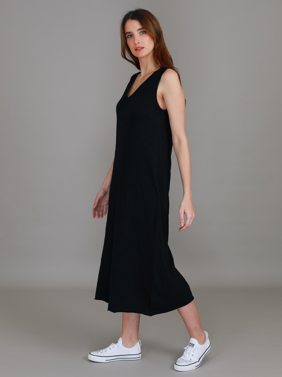 black midi dress sleeveless