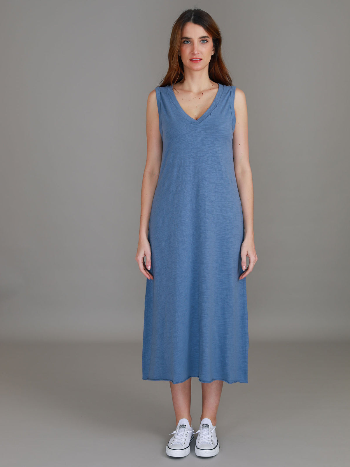 blue cotton tank dress