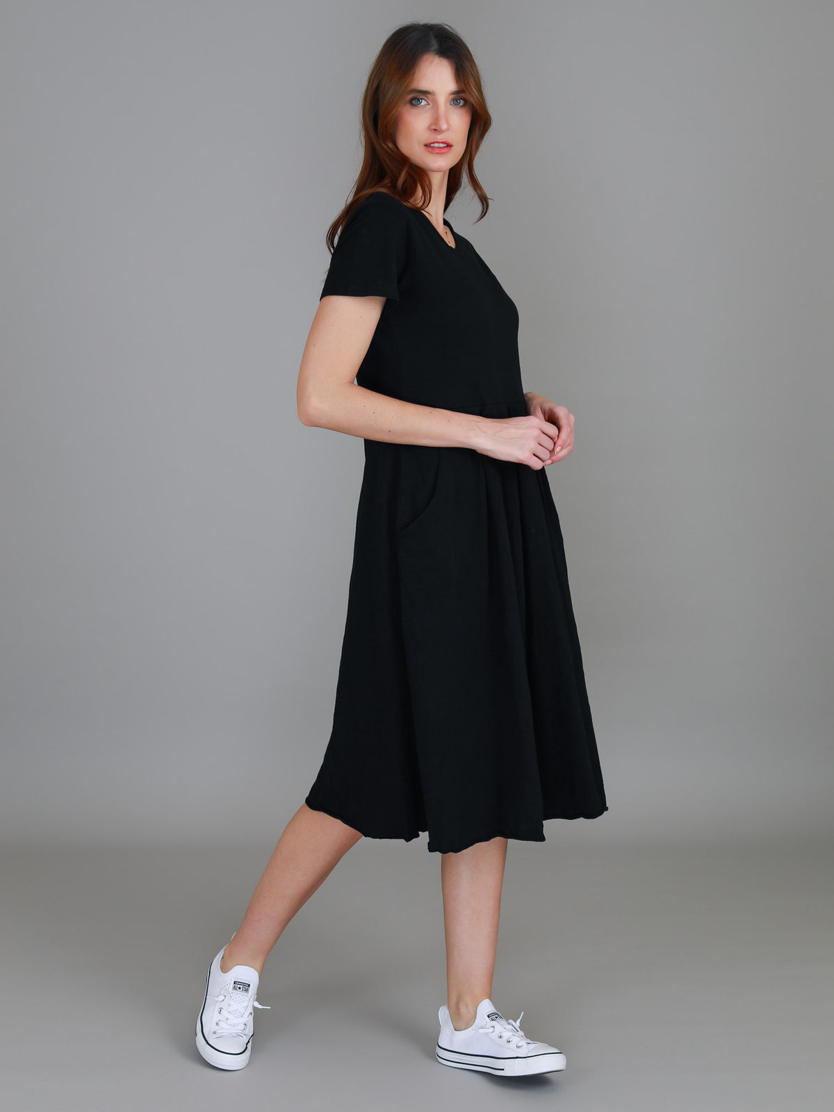 cotton black dress women