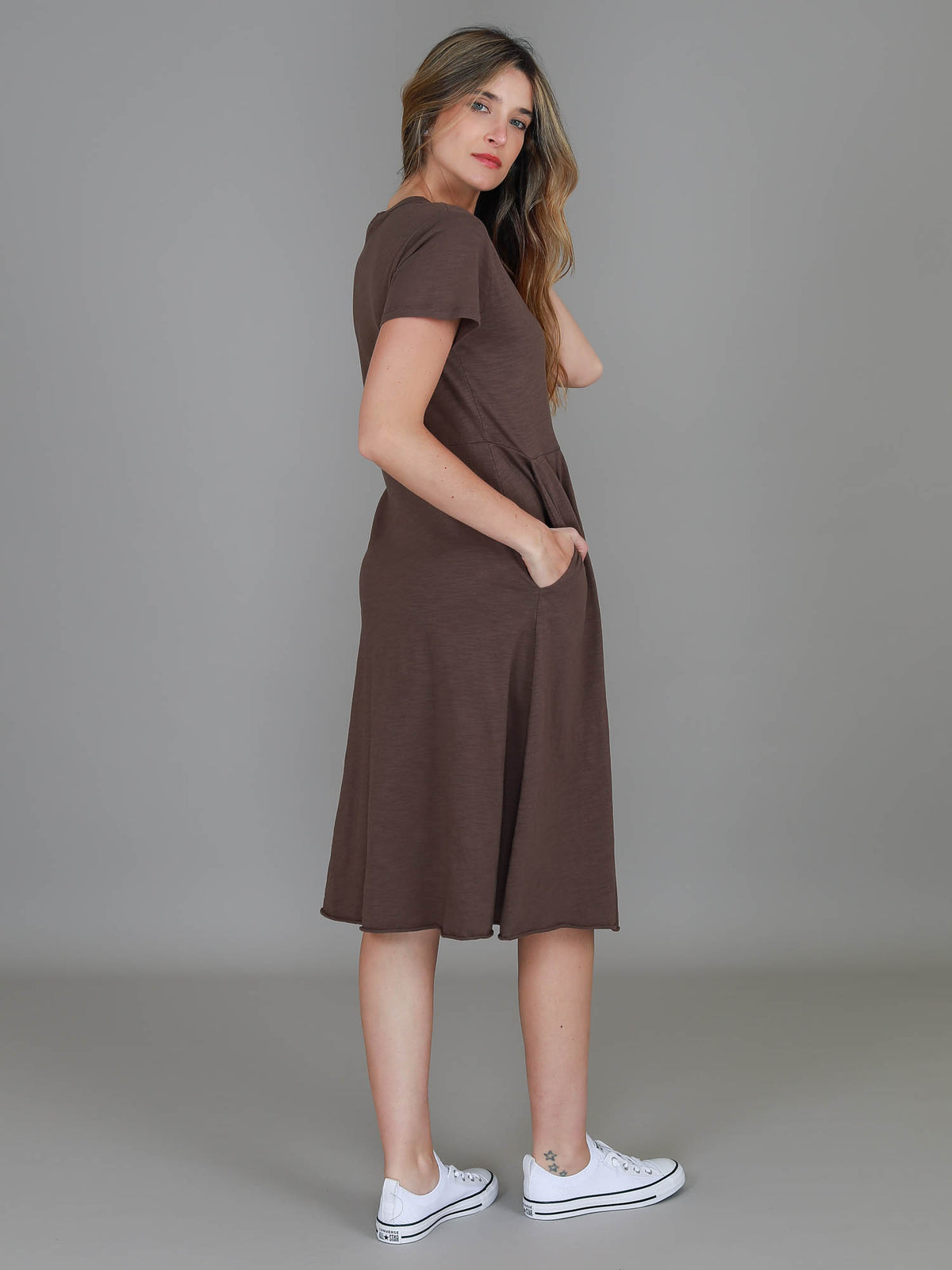 brown midi dress women