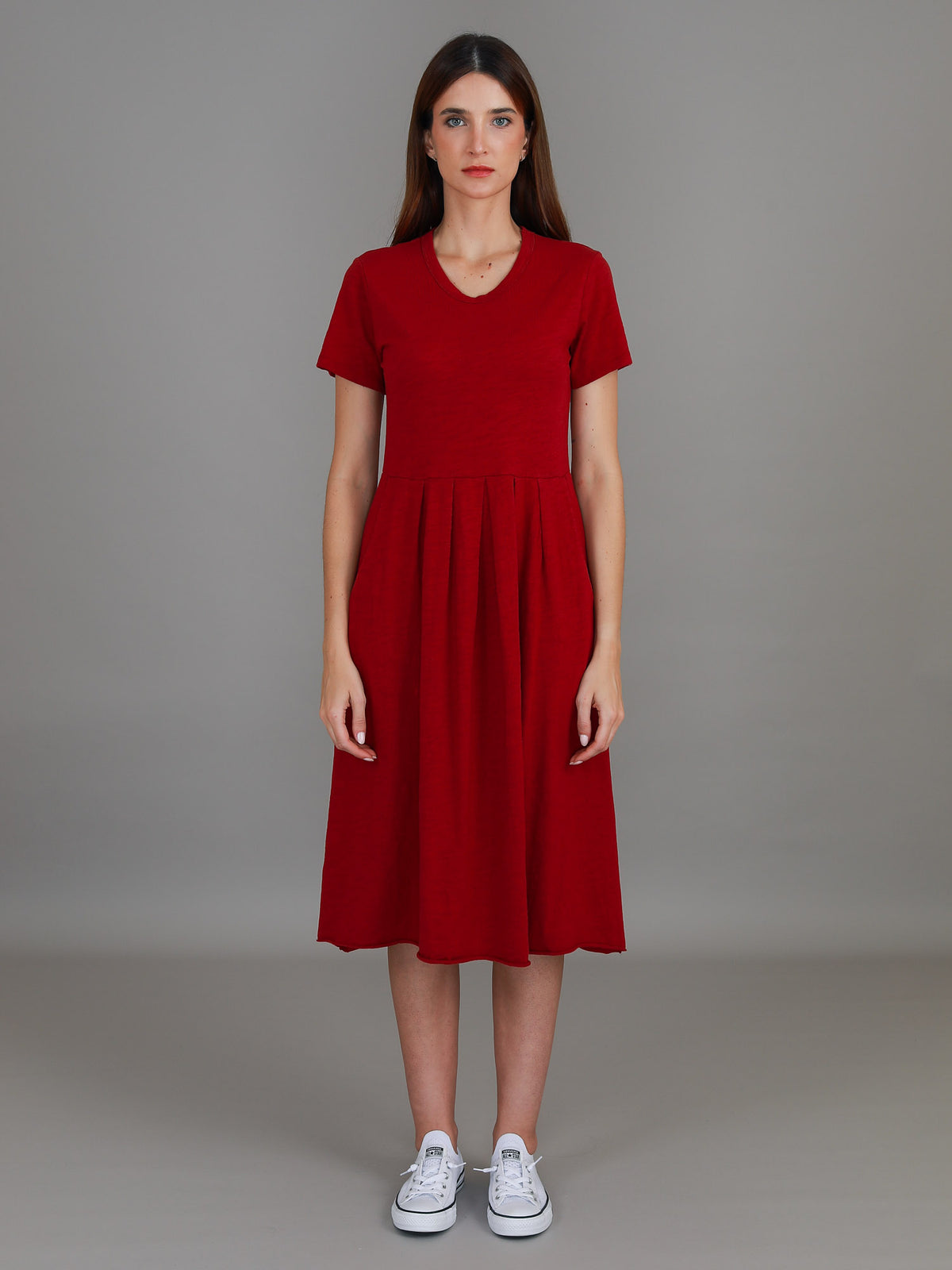 cotton shirt dress red
