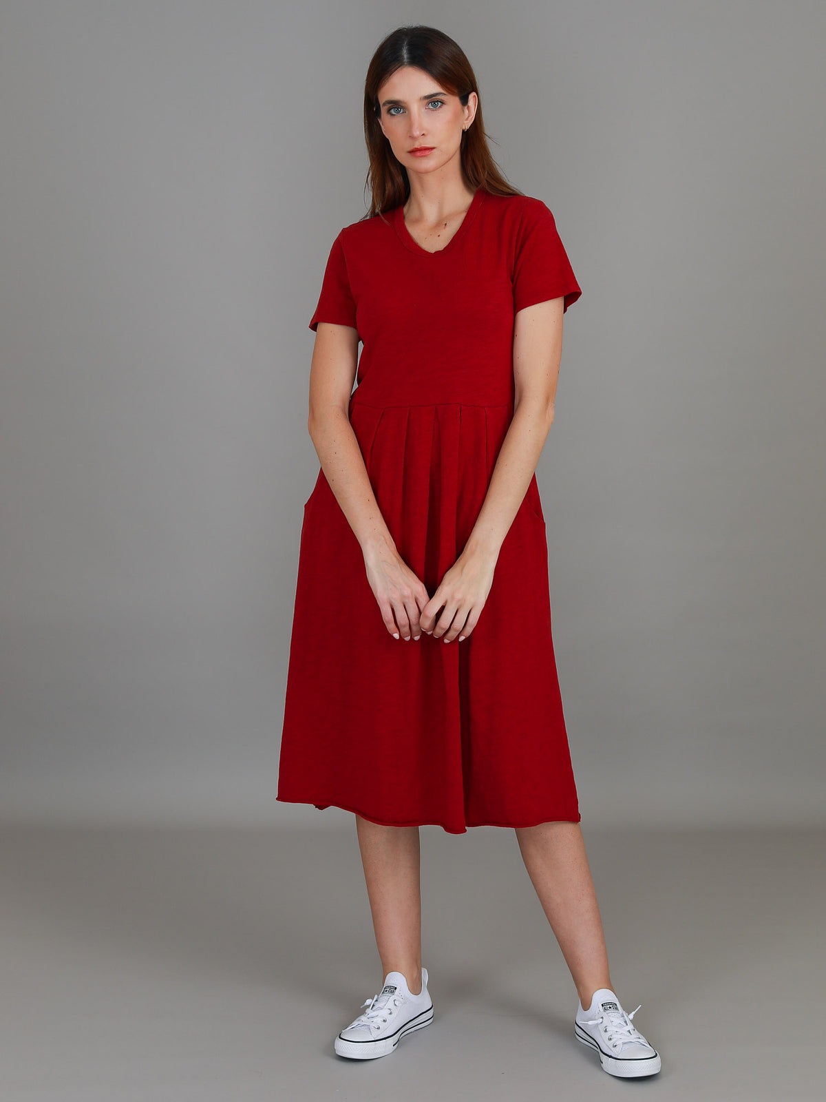 casual red dress women