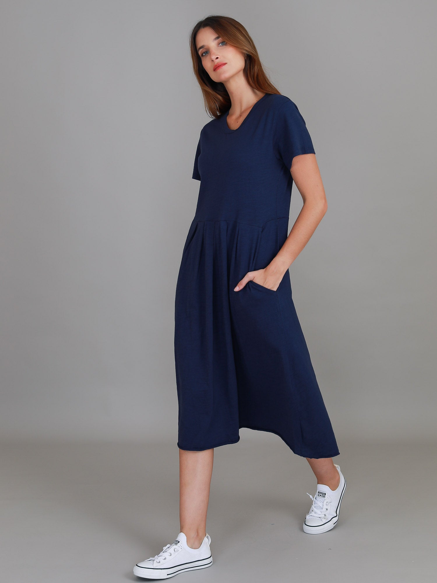 short sleeve dresses #color_navy