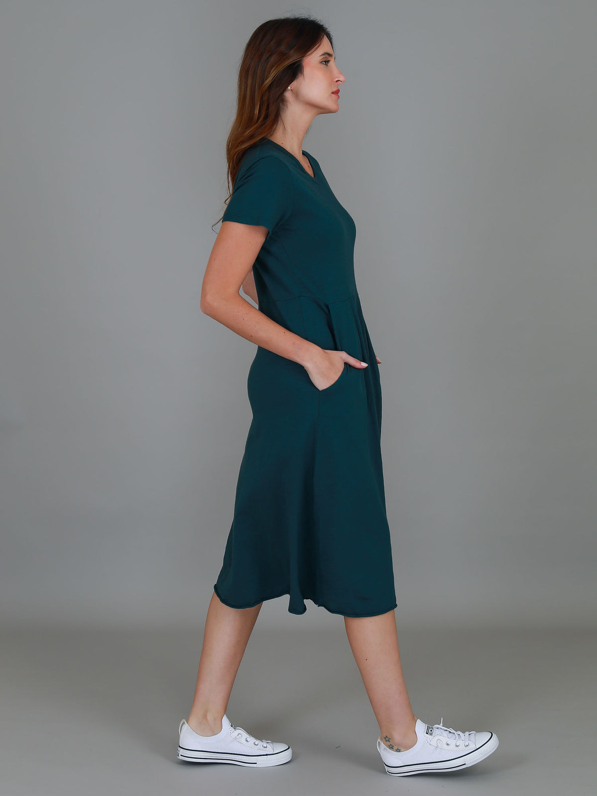 teal midi shirt dress
