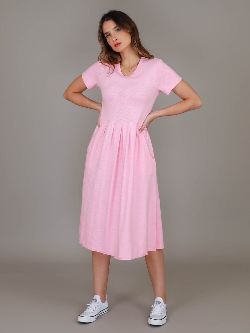 pink midi dress #color_powder pink