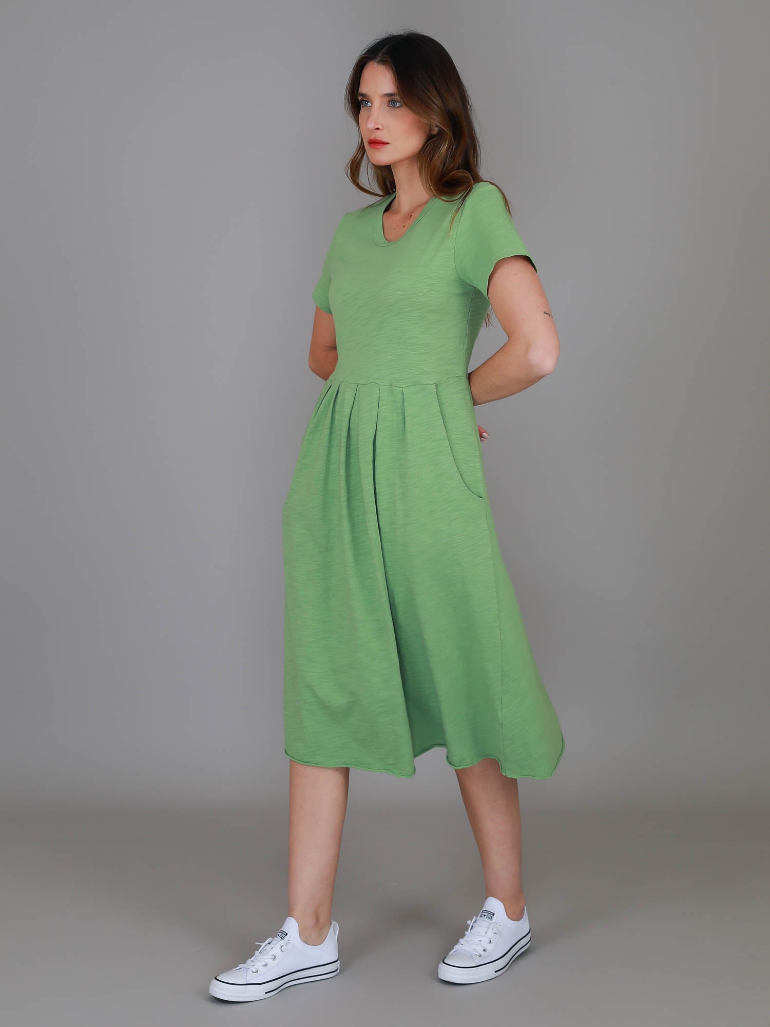 light green midi dress #color_pistachio