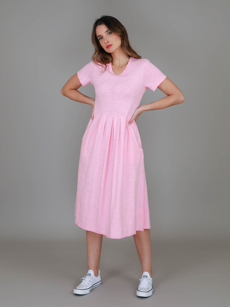 pink midi dress #color_powder pink