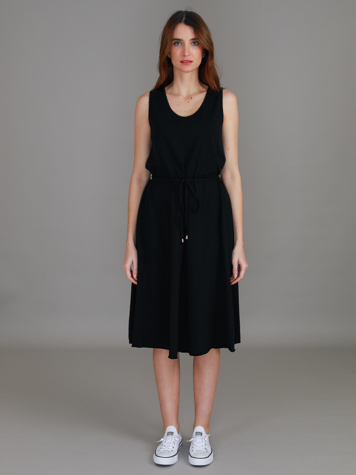 black jersey midi dress