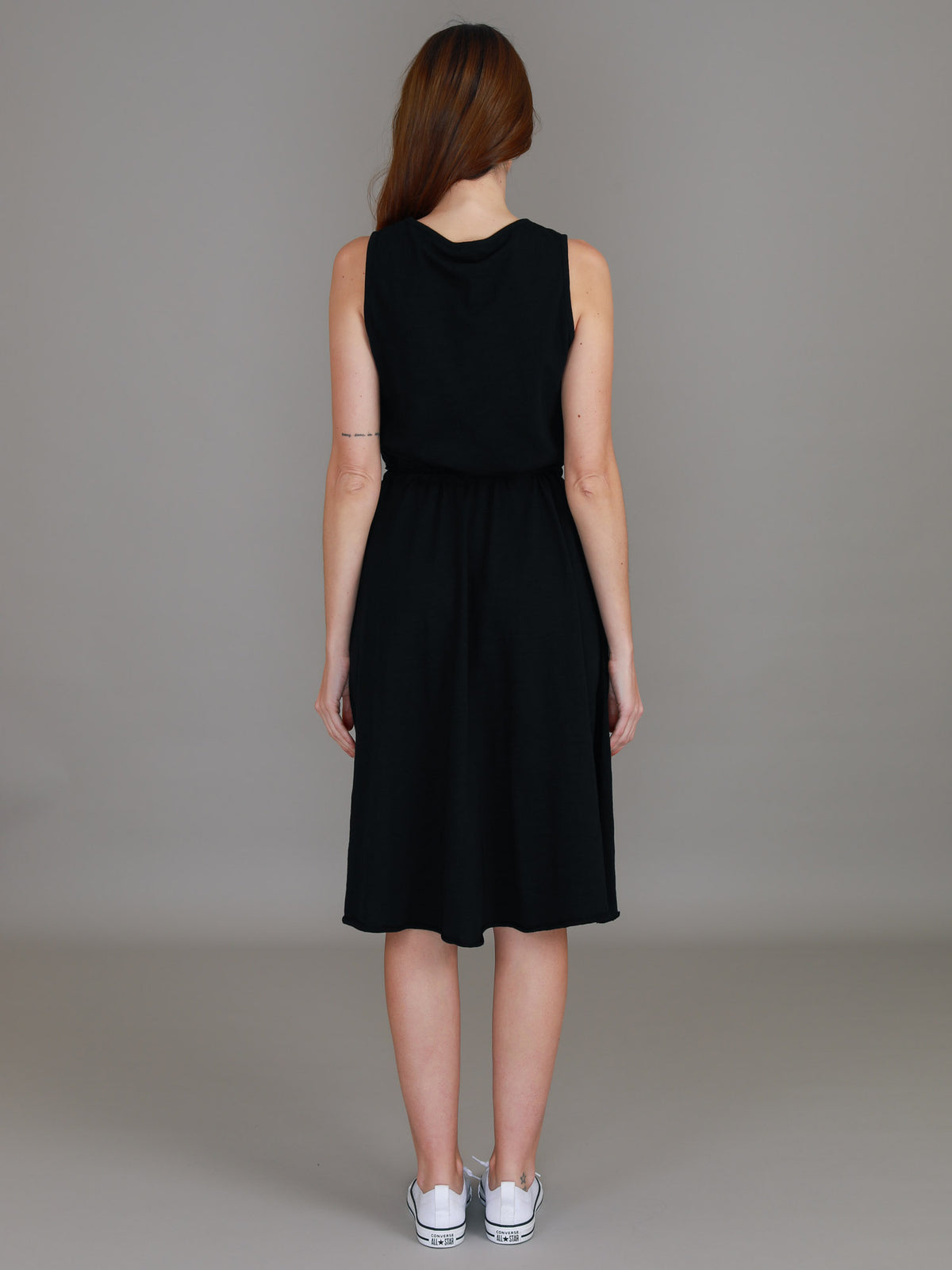 black drawstring dress