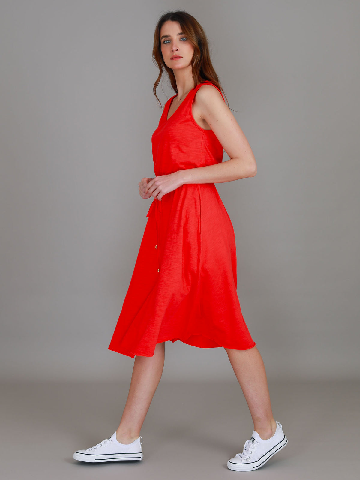 red midi dress women