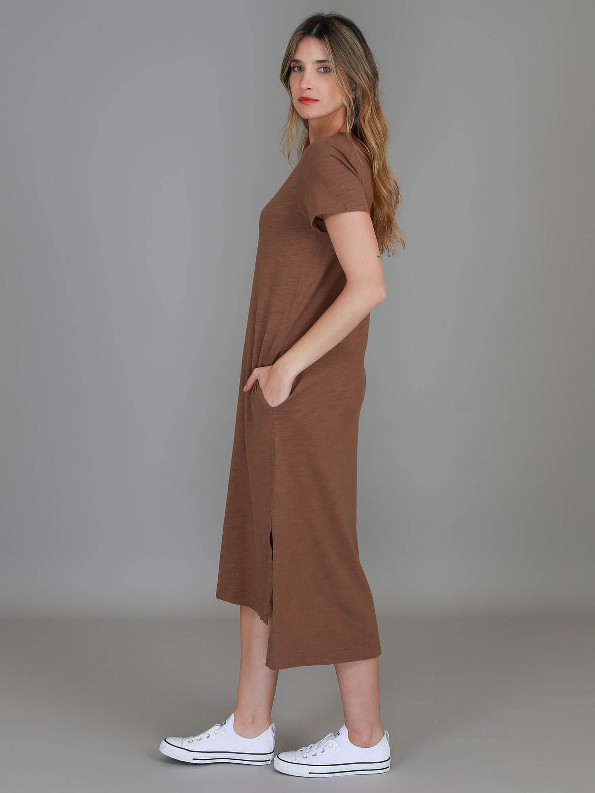 brown dress pockets