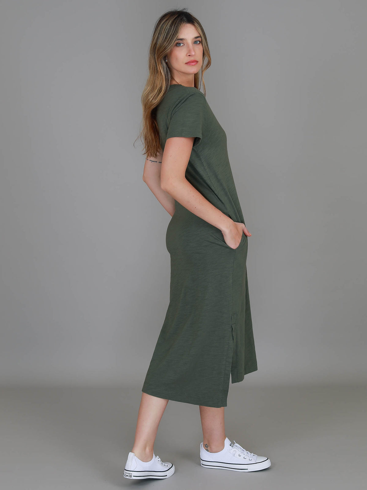 khaki midi dress women