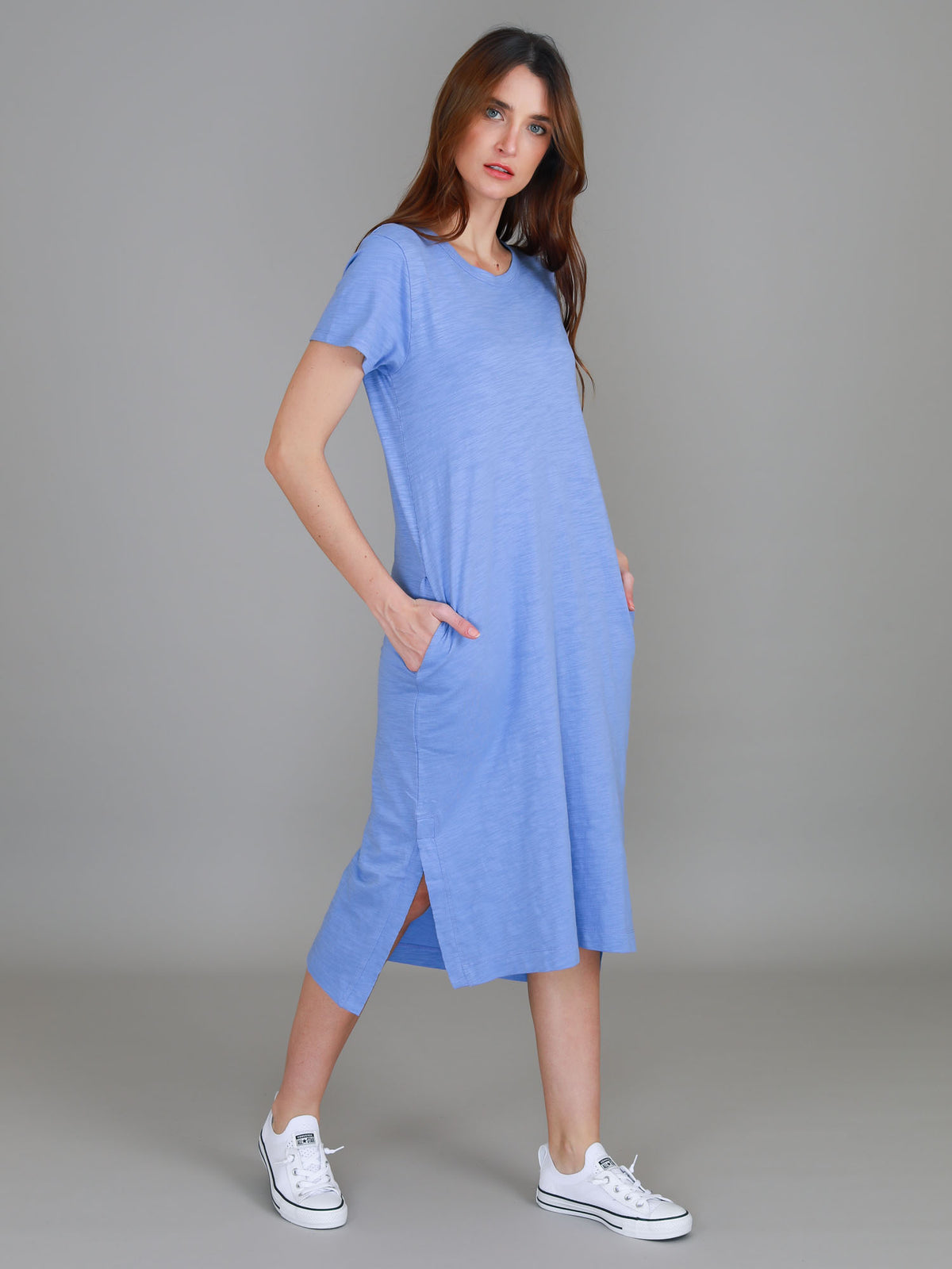 blue midi dress women