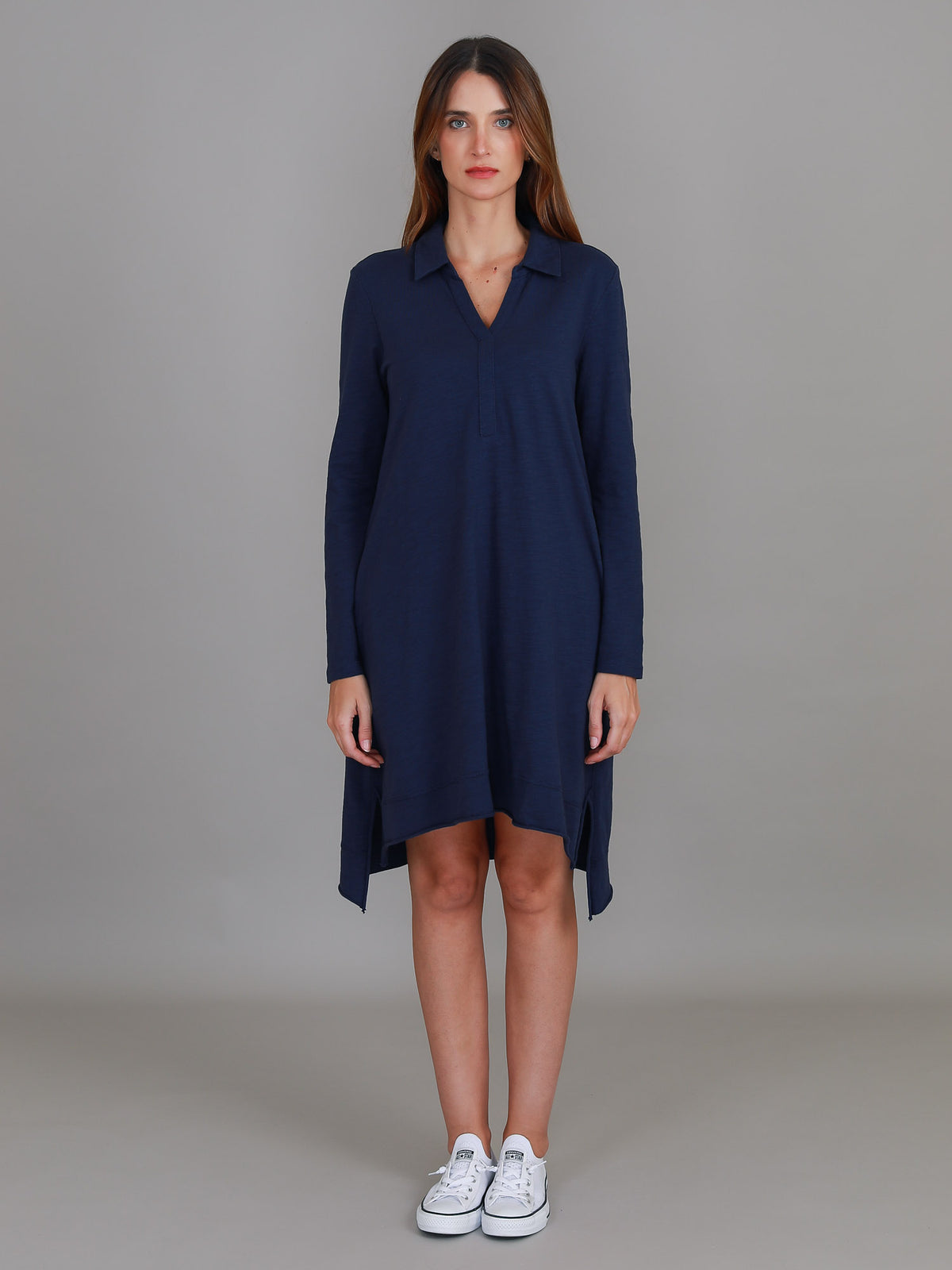 navy polo dress pockets