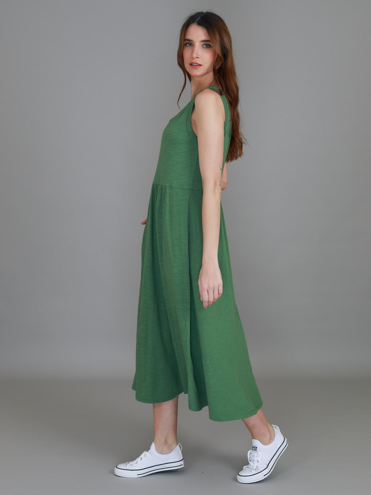 olive green midi dress