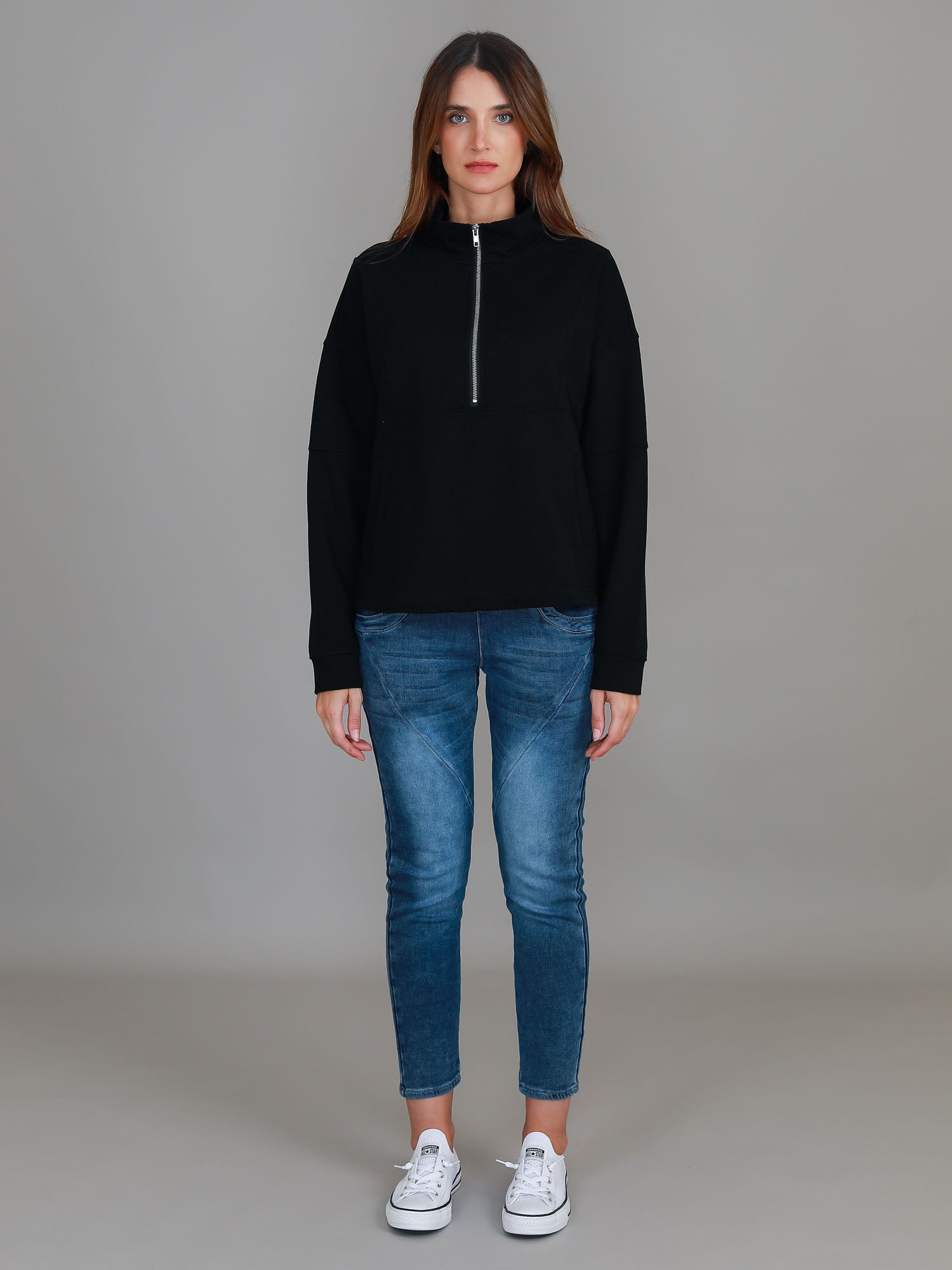 womens half zip #color_black