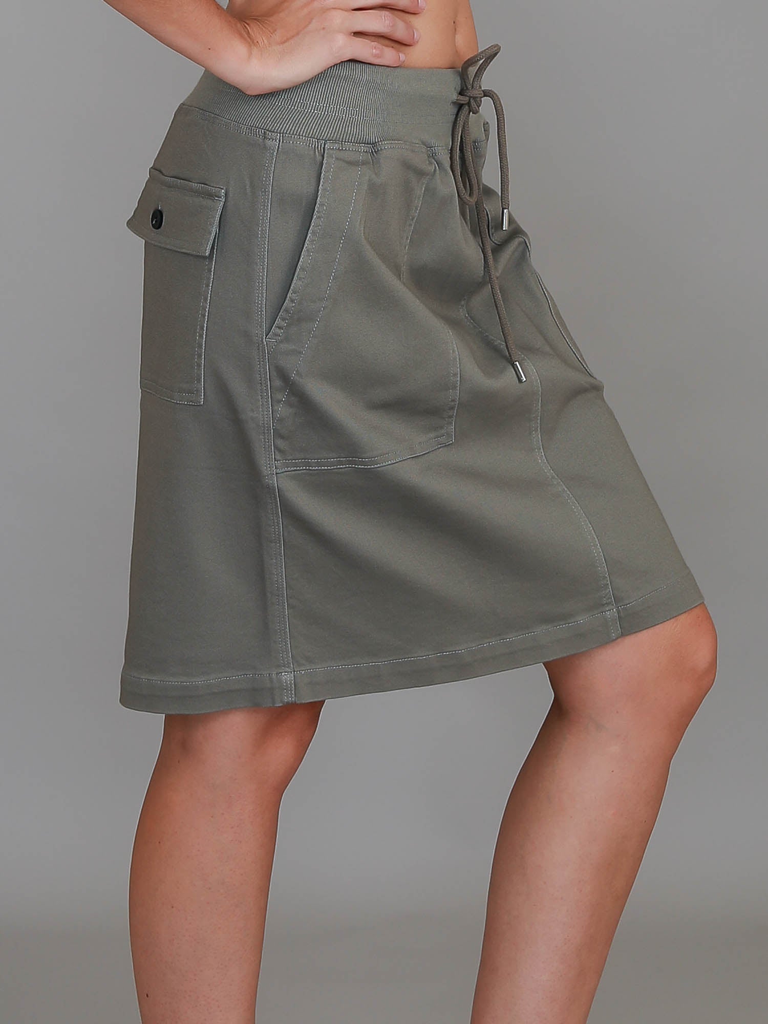 women's skirts knee length #color_khaki