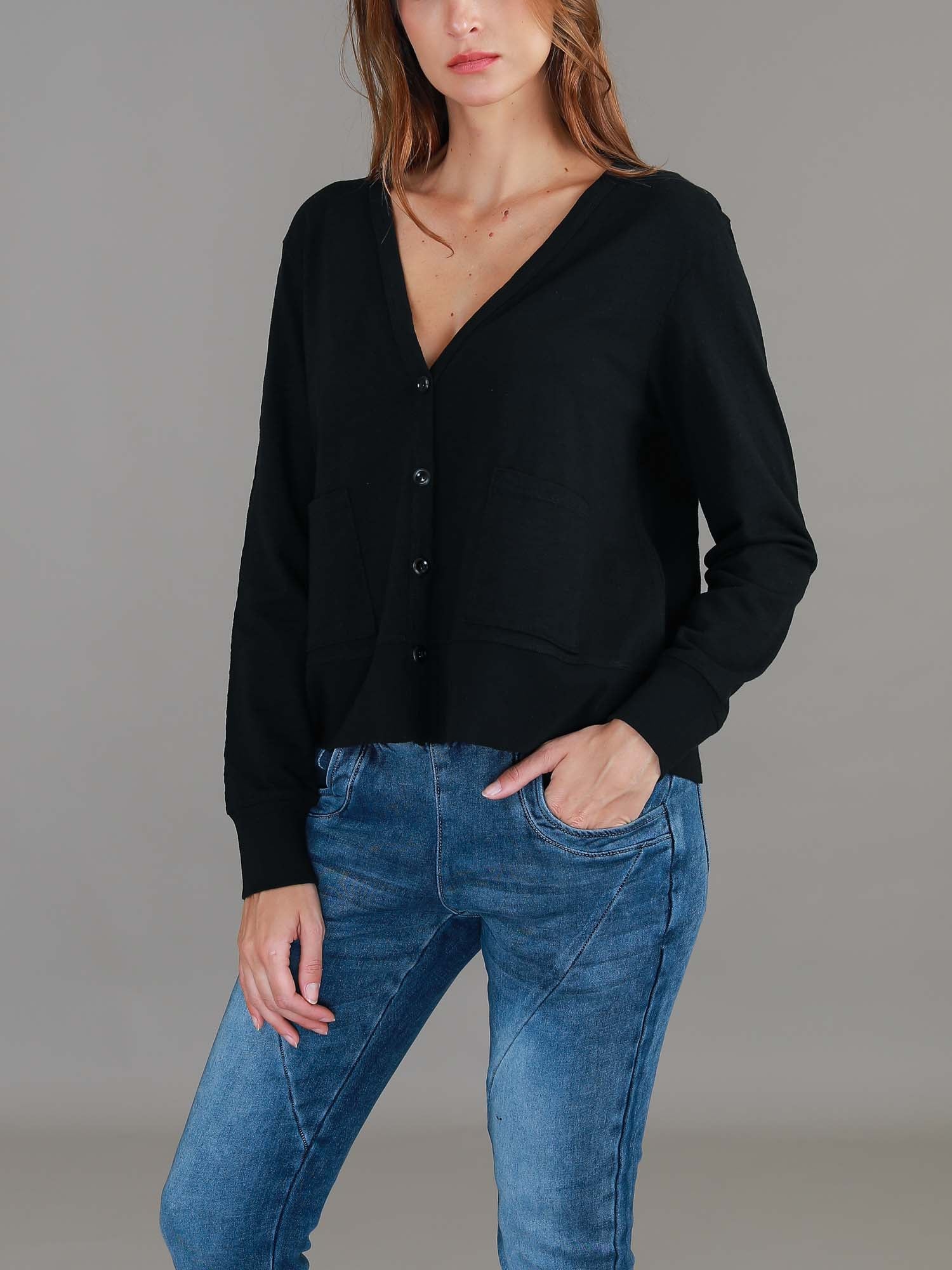 crop cardigan #color_black