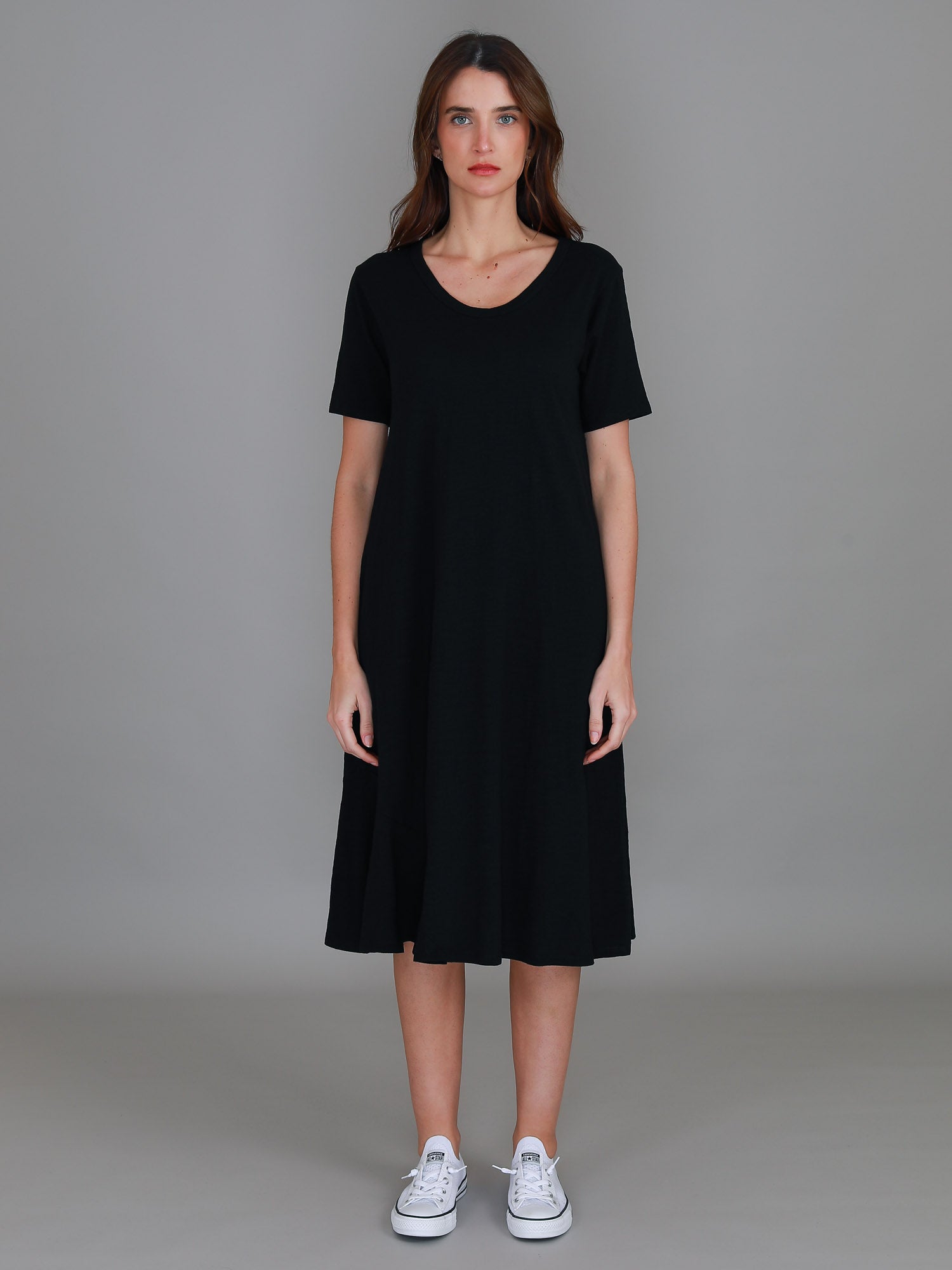 sleeve midi dress #color_black