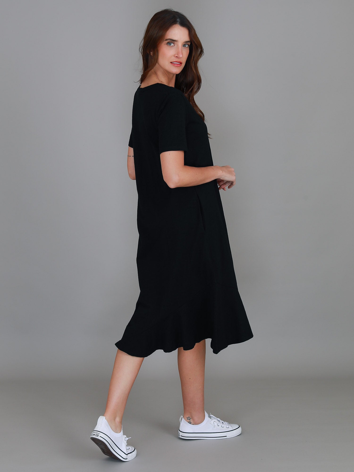 cotton midi dress australia #color_black