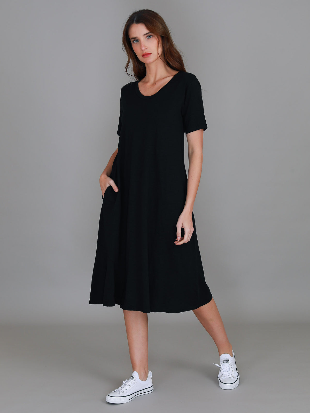 black midi day dress