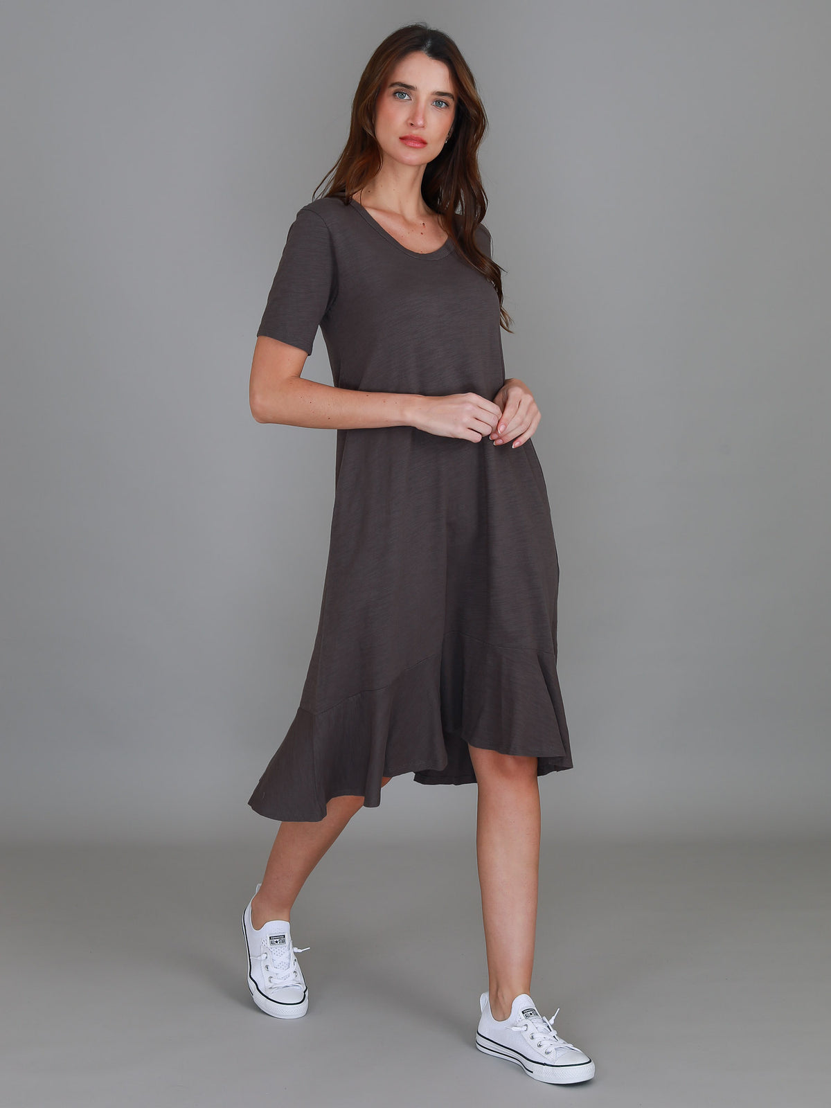 brown cotton dress women