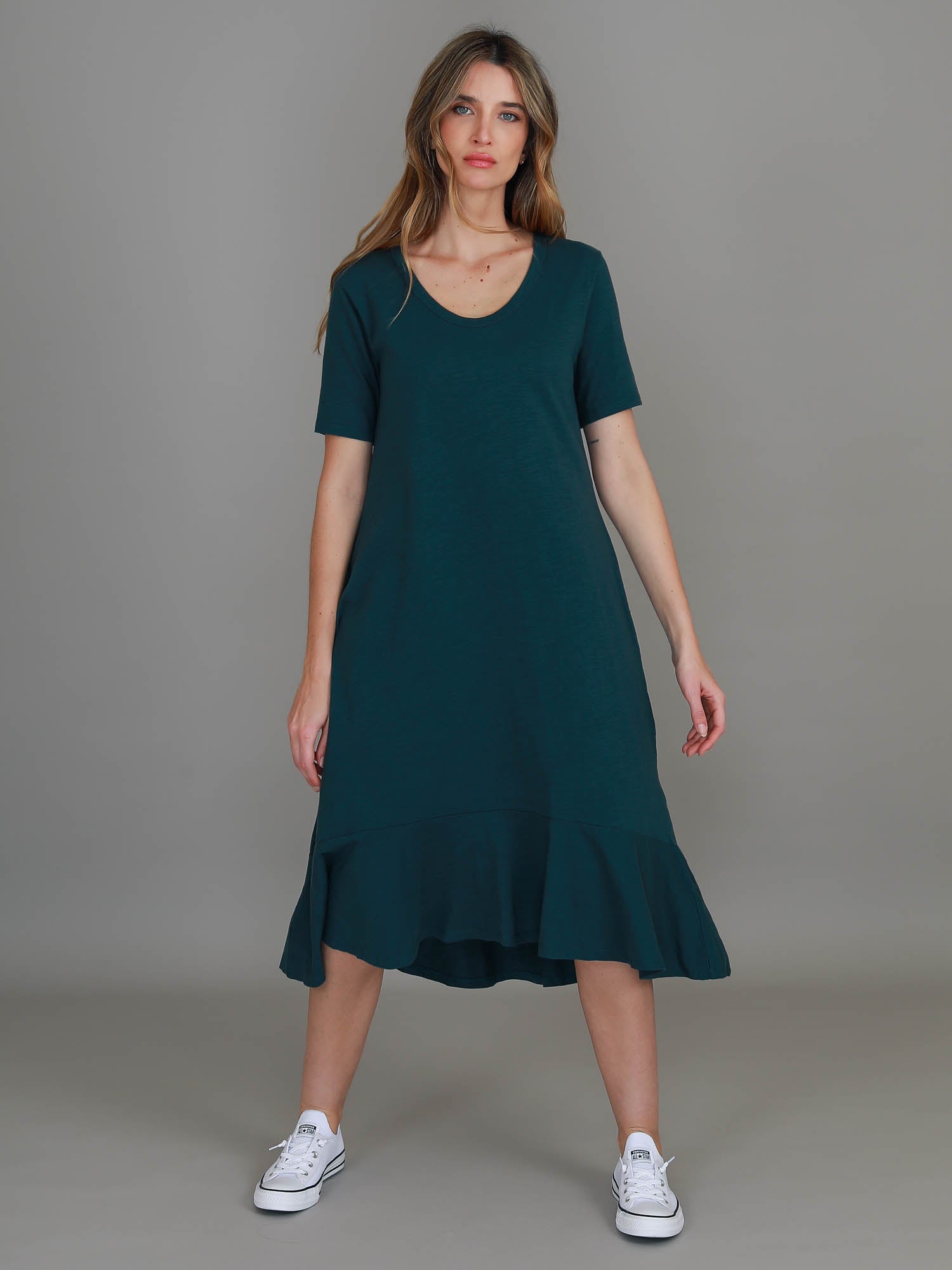 long green dress #color_ivy