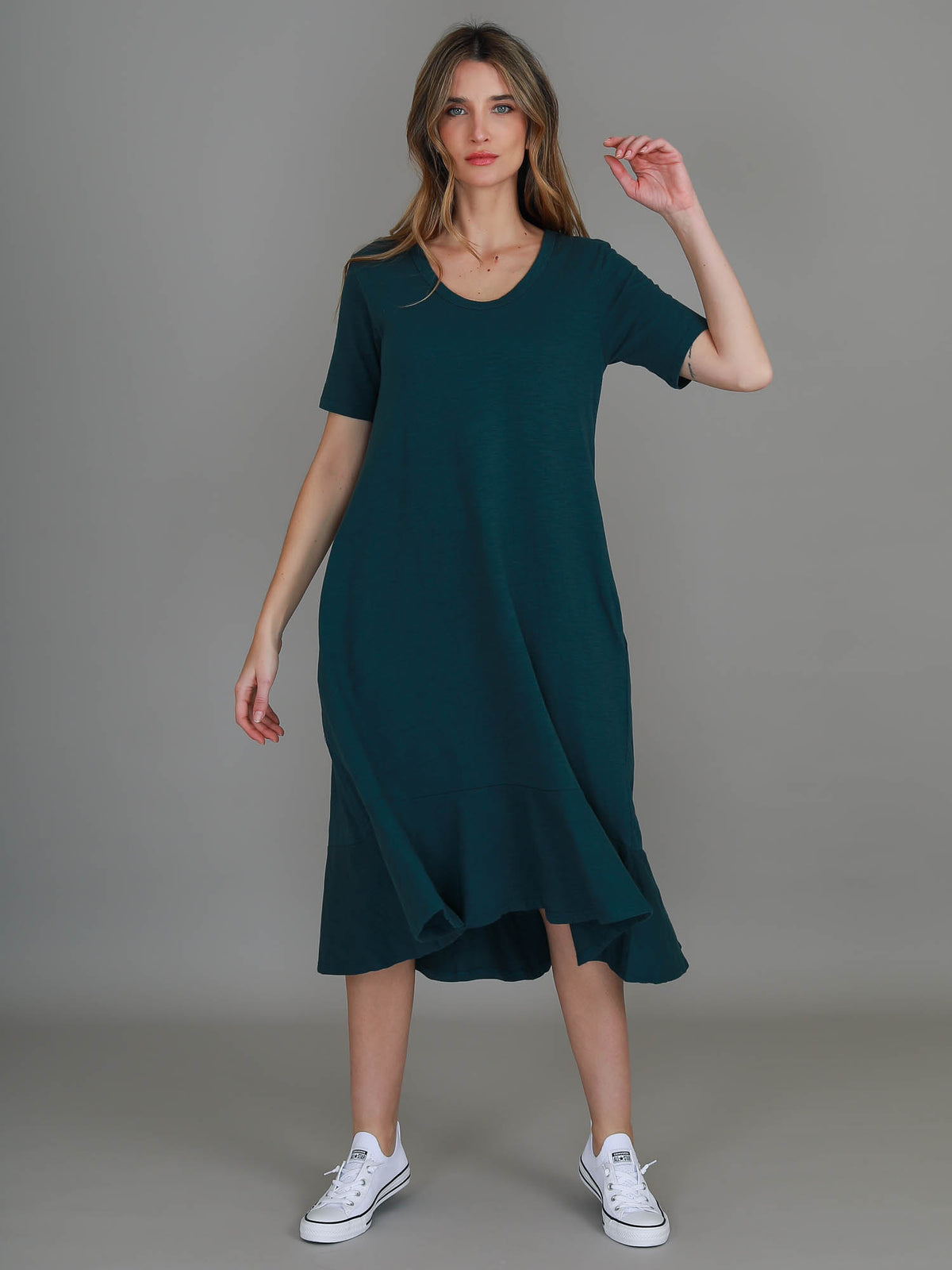 green cotton dress women