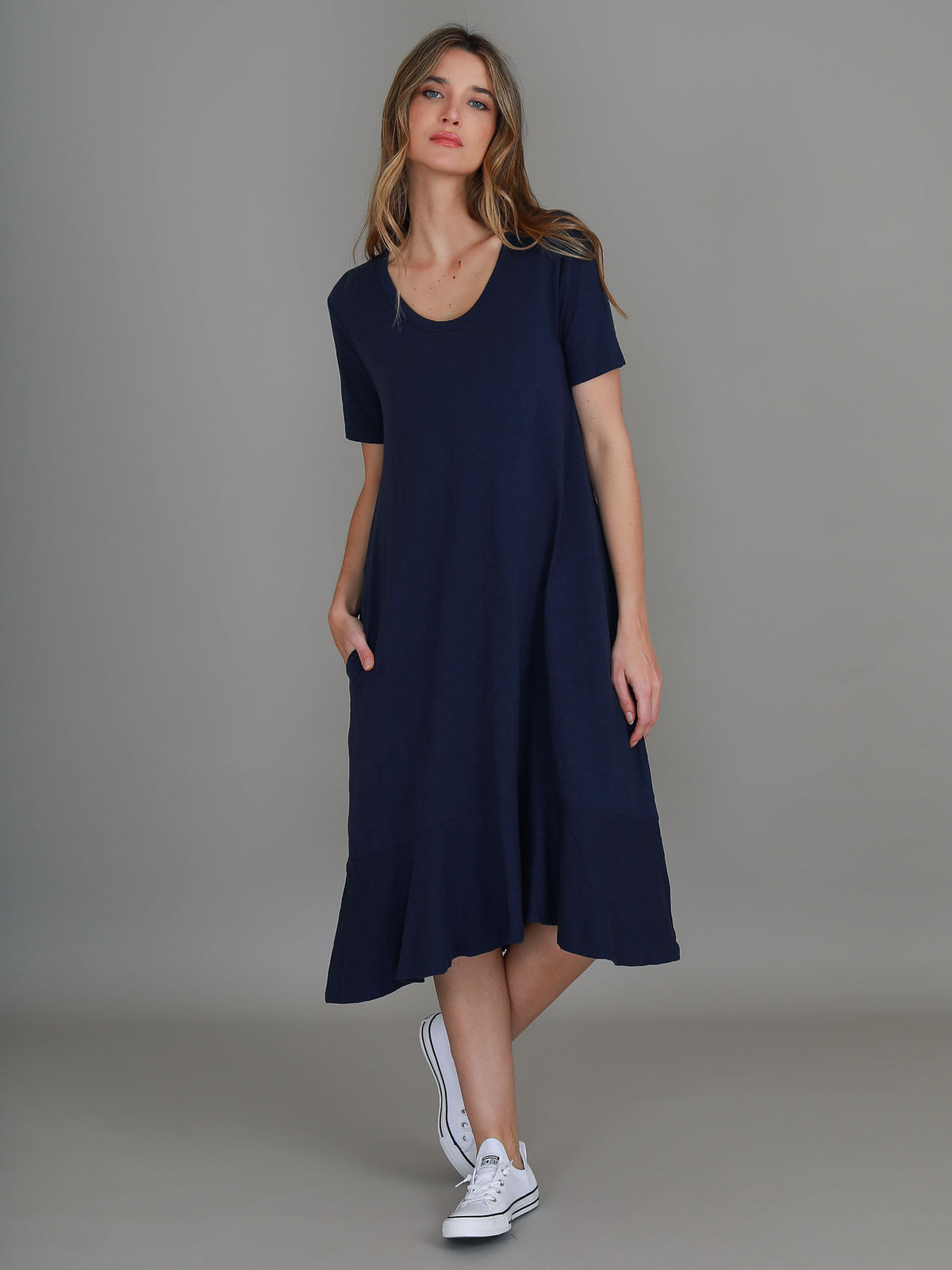 navy short sleeve dress