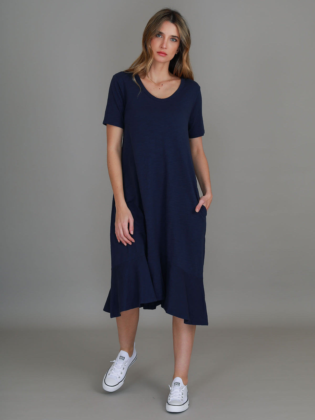 navy cotton dress women