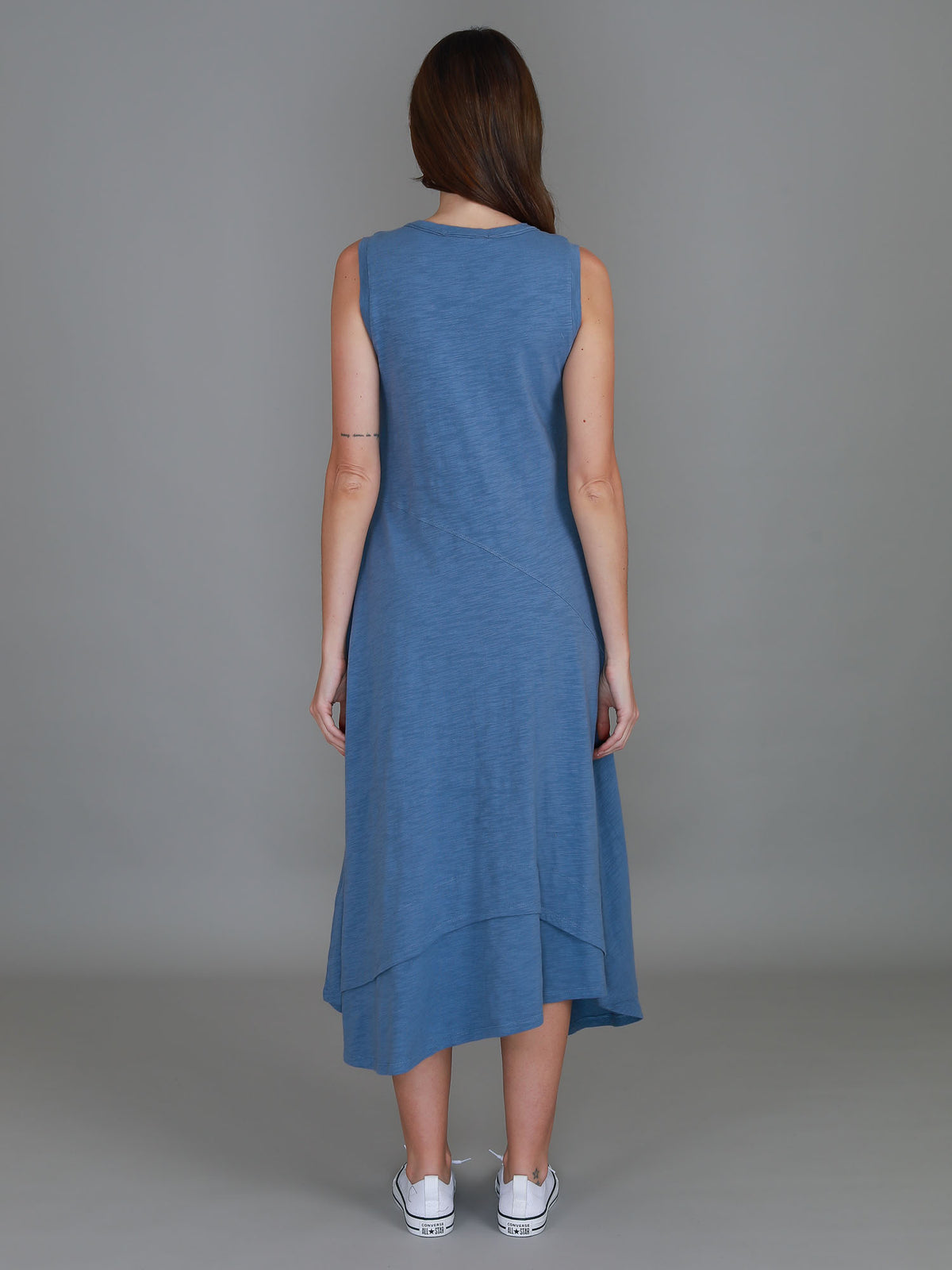 pigeon blue sleeveless dress