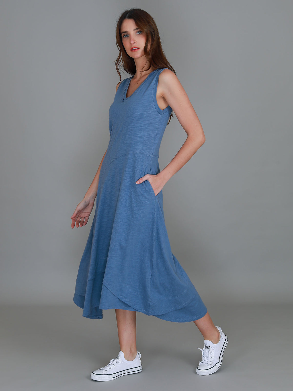 blue midi dress women