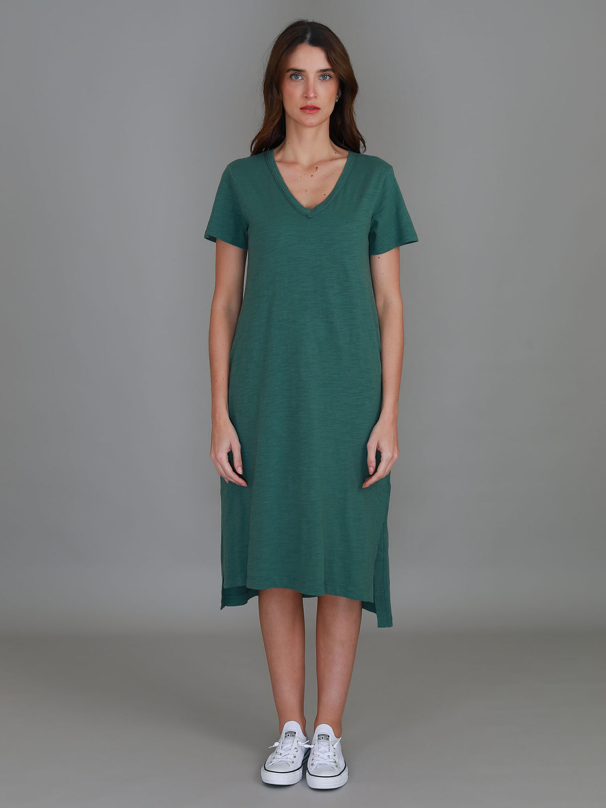 green side split dress
