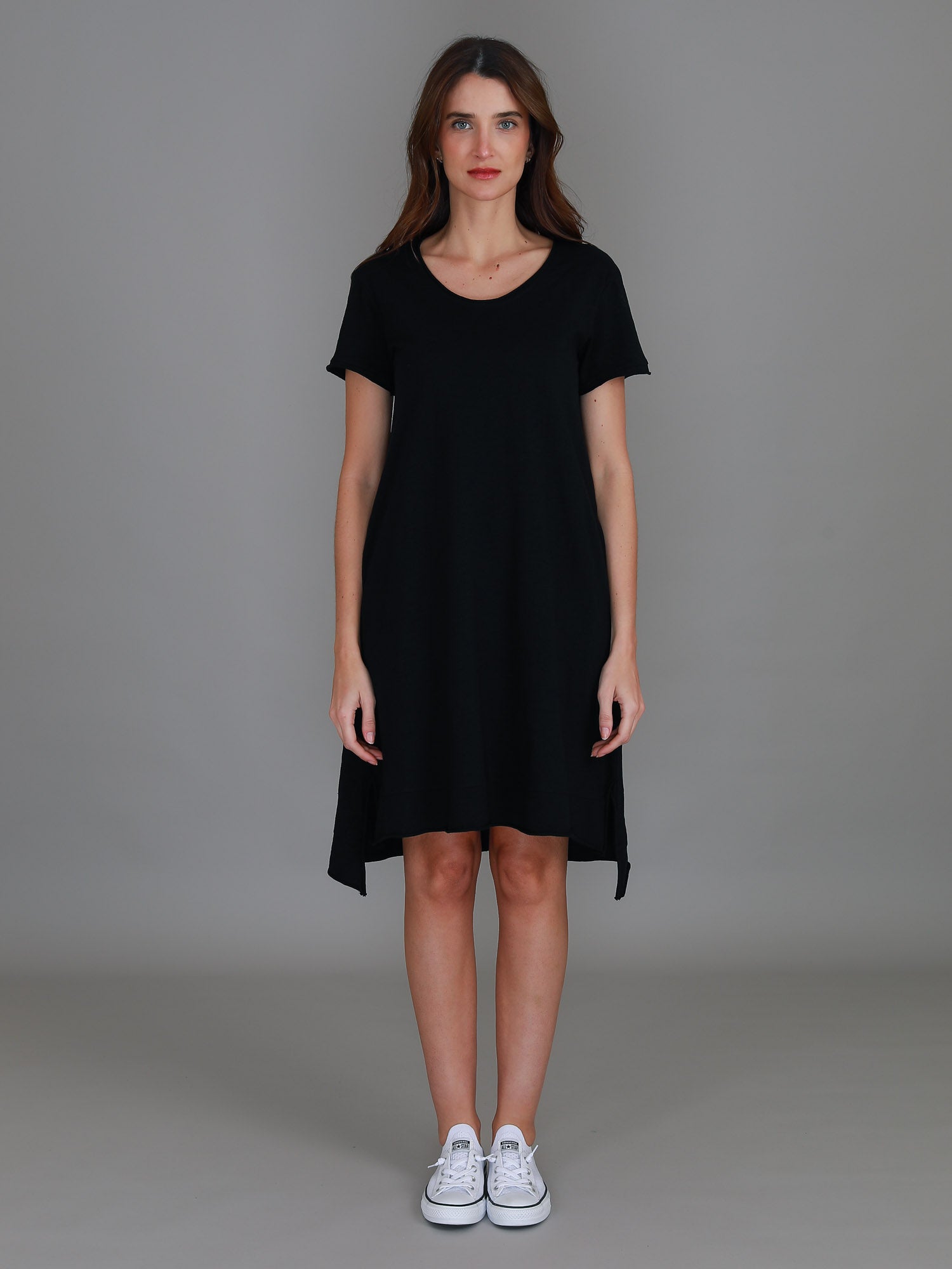 knee length casual dress #color_black