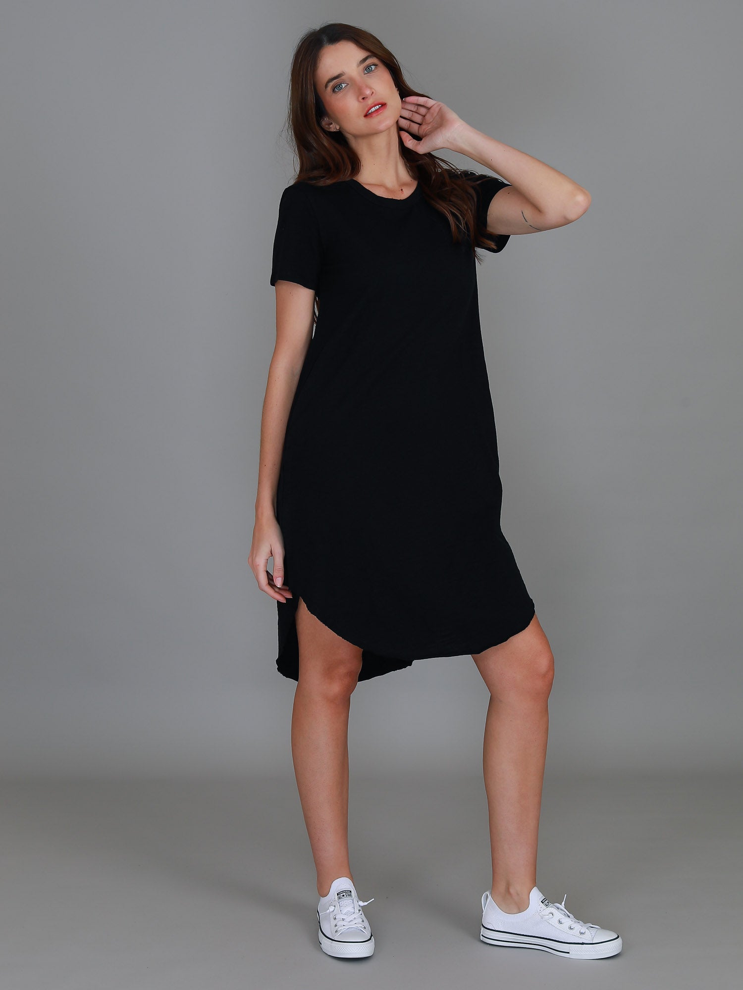 knee length dress casual #color_black