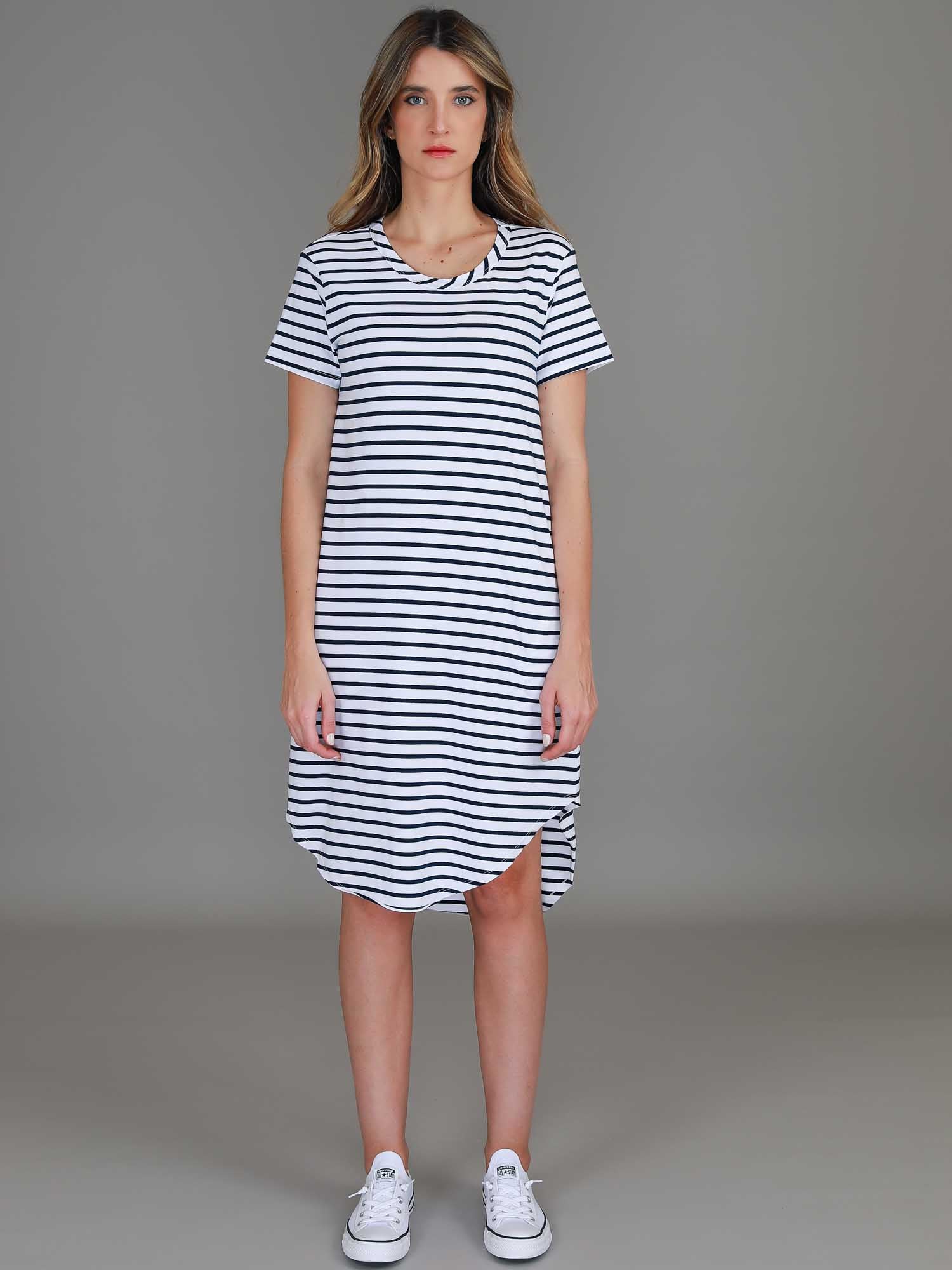 striped jersey dress #color_nautic stripe