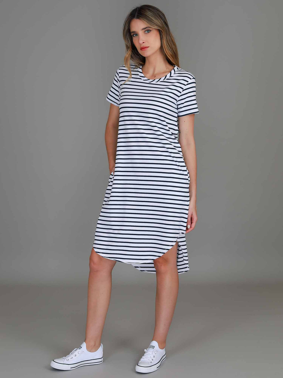striped shift dress