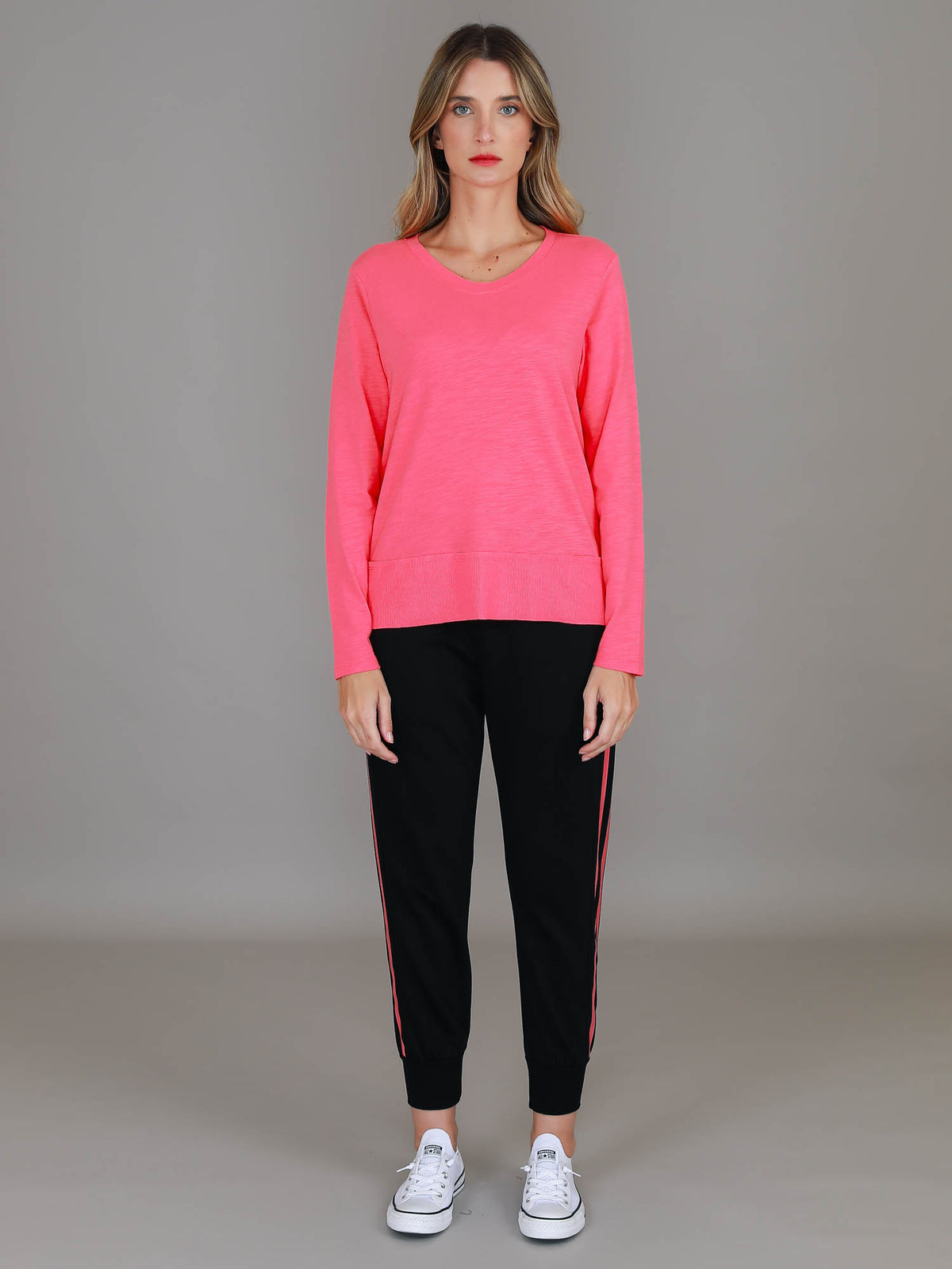 pink long sleeve shirt