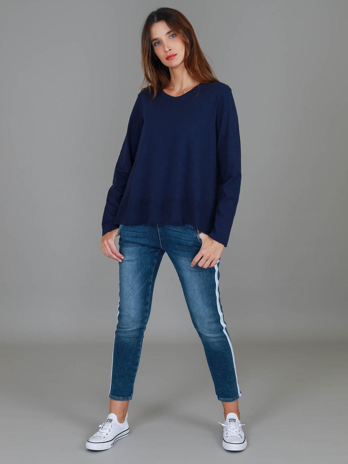 navy long sleeve tee