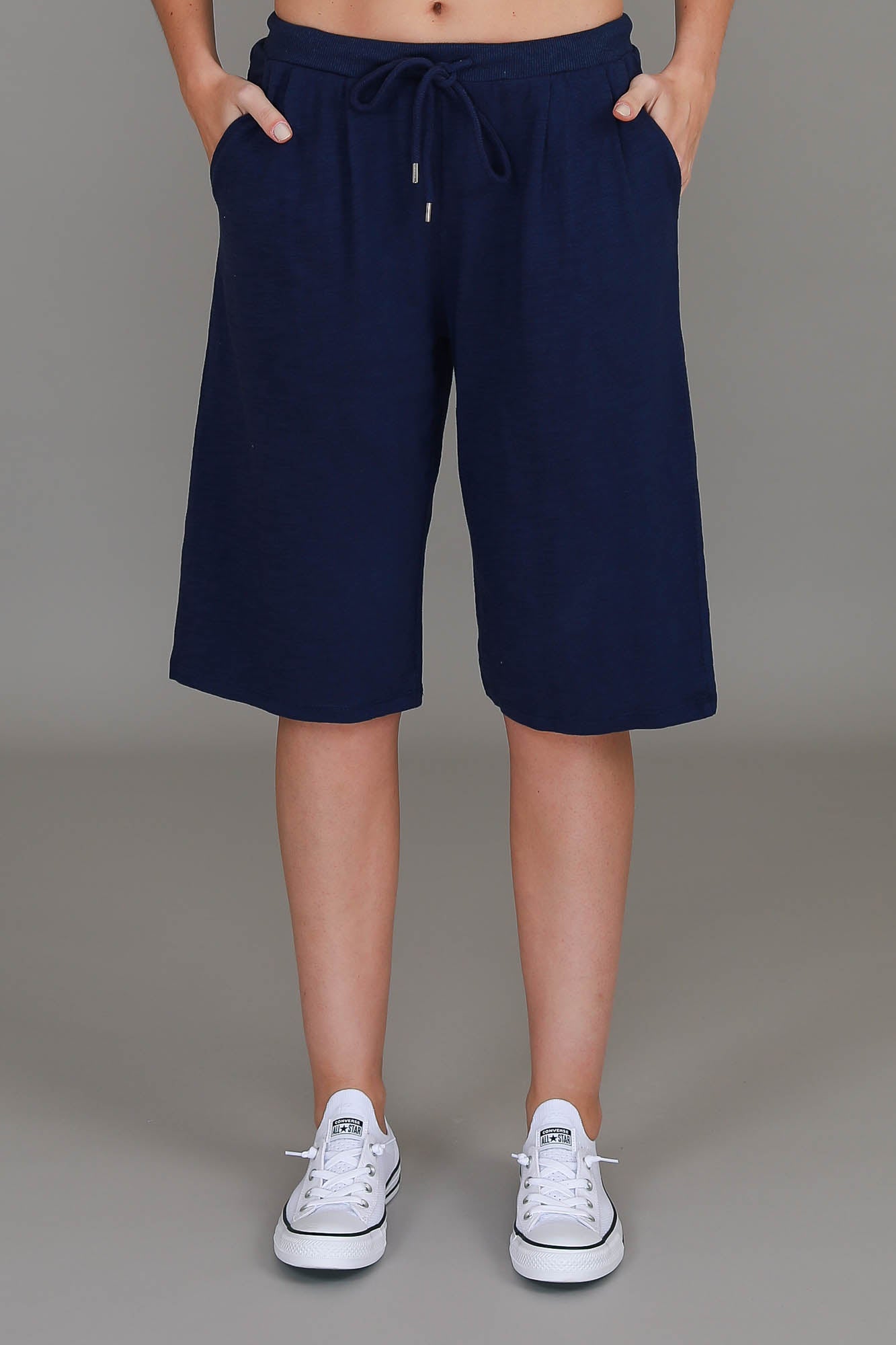navy cotton shorts #color_navy