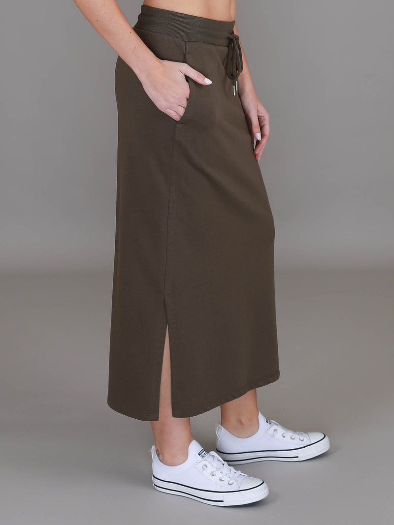olive midi skirt women #color_dark olive
