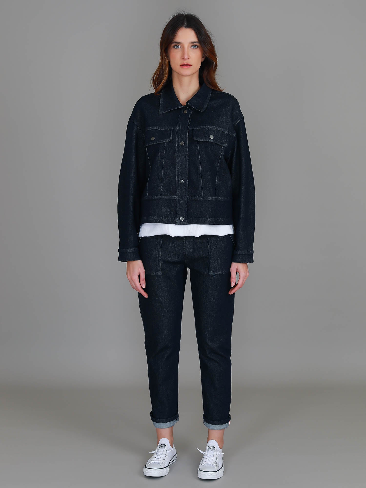denim jacket cropped #color_dark denim