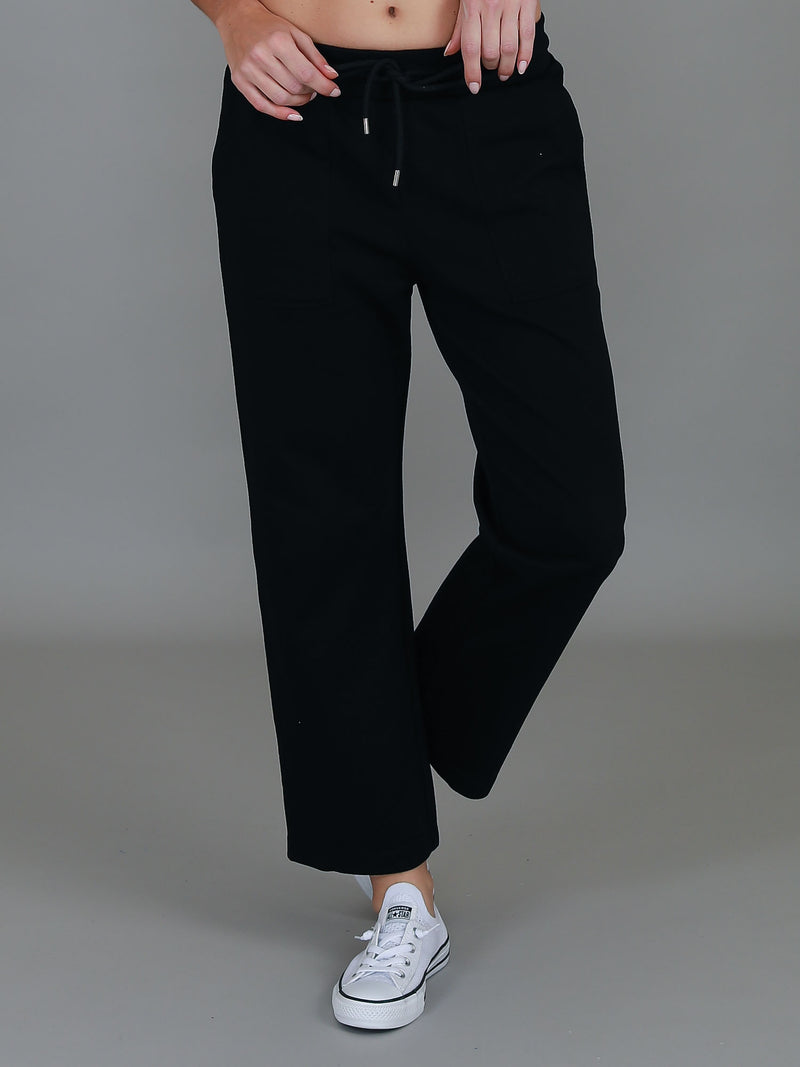 black wide leg track pants #color_black