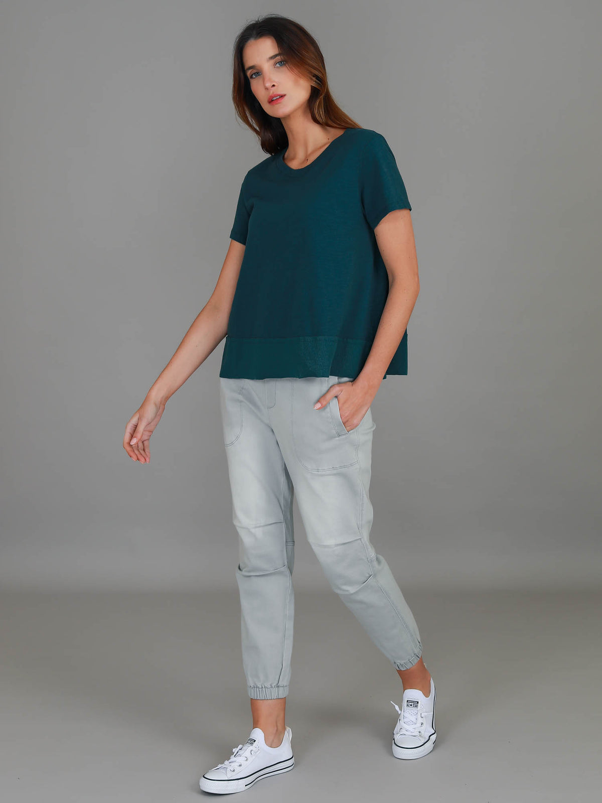 green crop tee