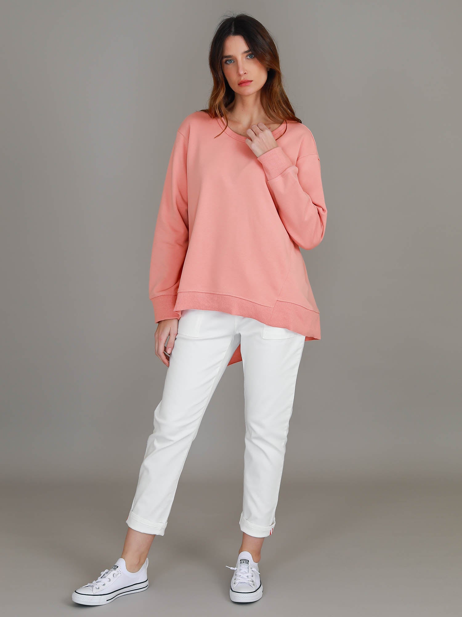 orange long sleeve top #color_sunset