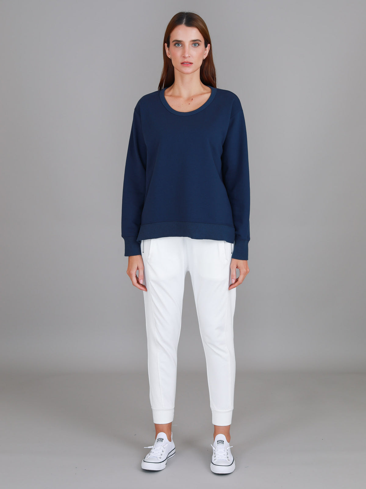 indigo crewneck jumper