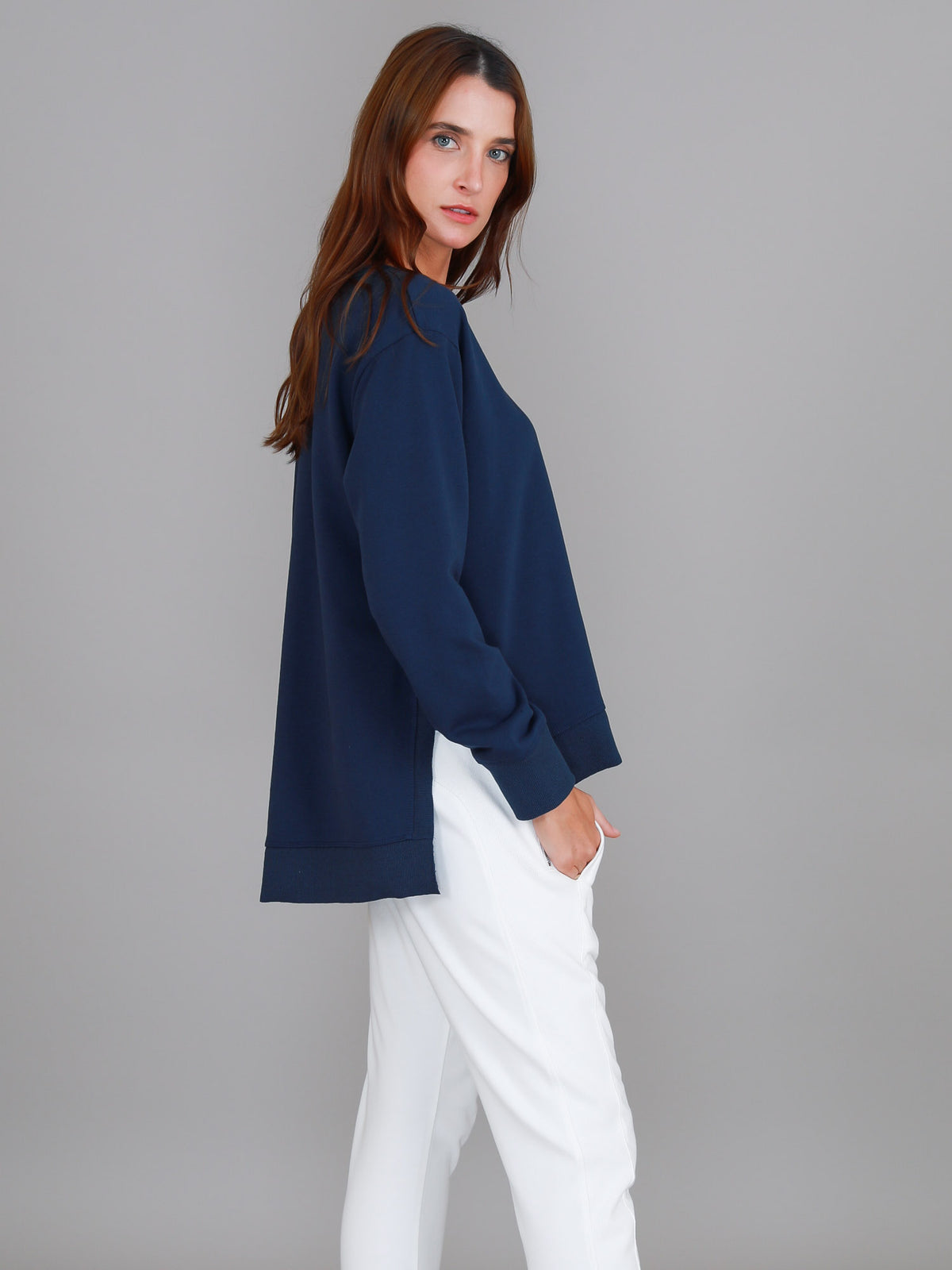 navy french terry sweatshirt