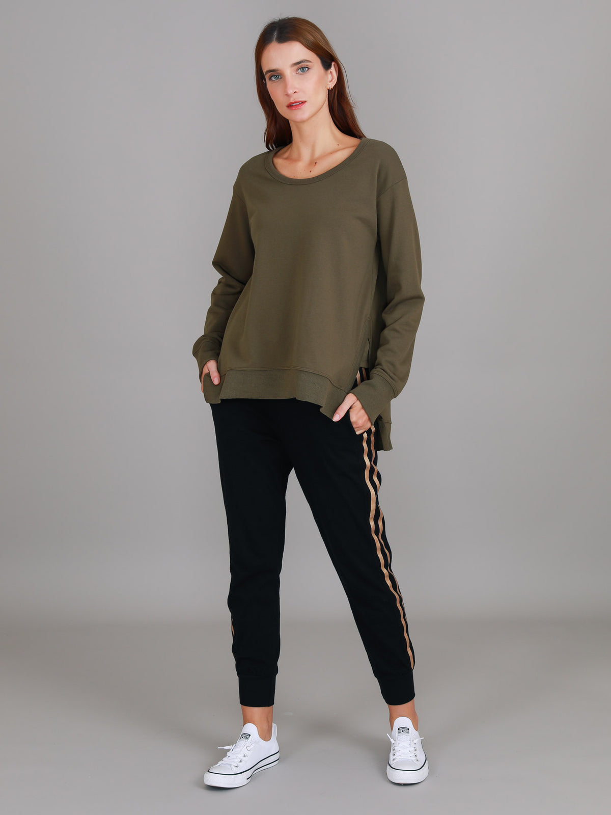 sage sweatshirt side split