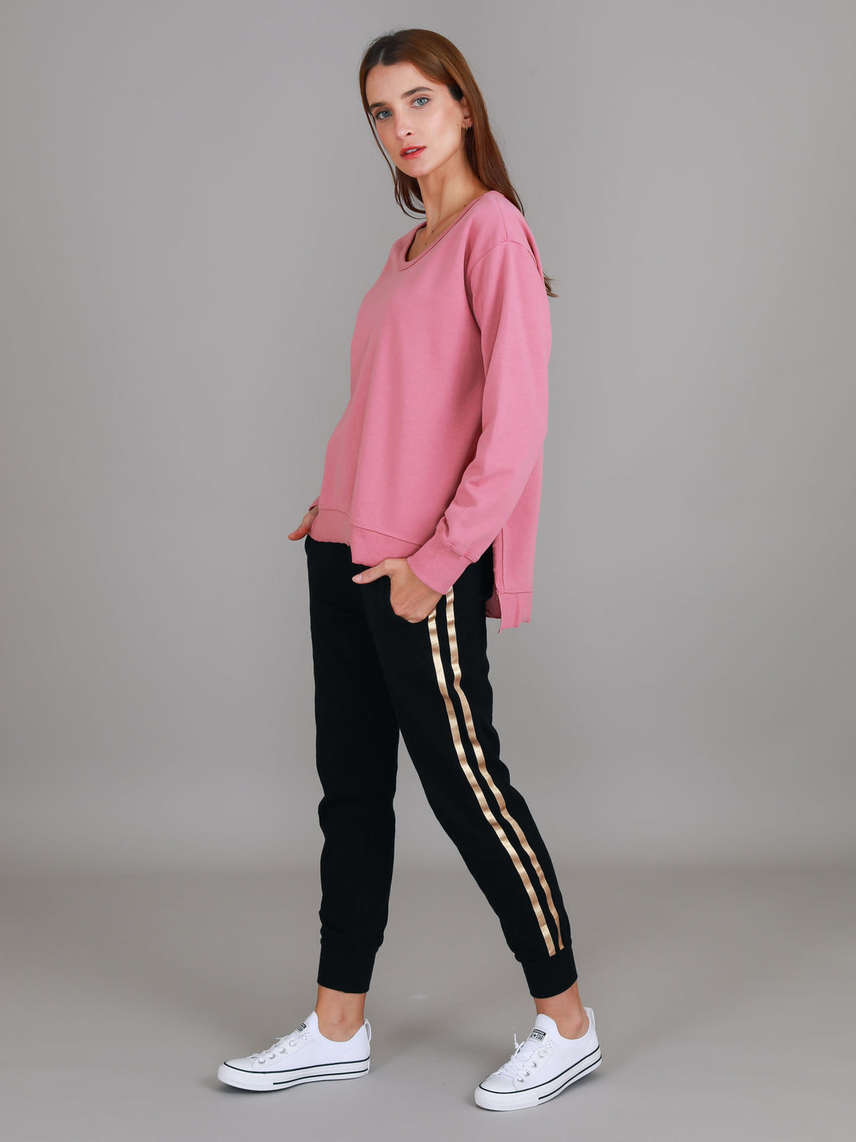 tango pink side split sweatshirt